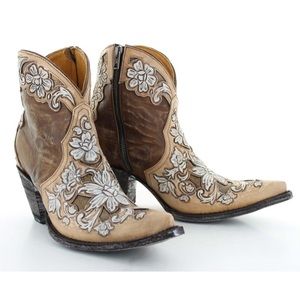 Old gringo 7.5 aster brass bone hand tooled boots